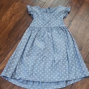 3/$15! Cherokee 5t Blue Chambray Dress with White Bee Pattern